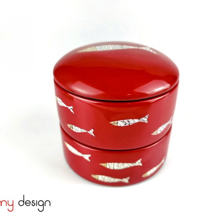 Cylinder red box with eggshell fish 12*H10cm